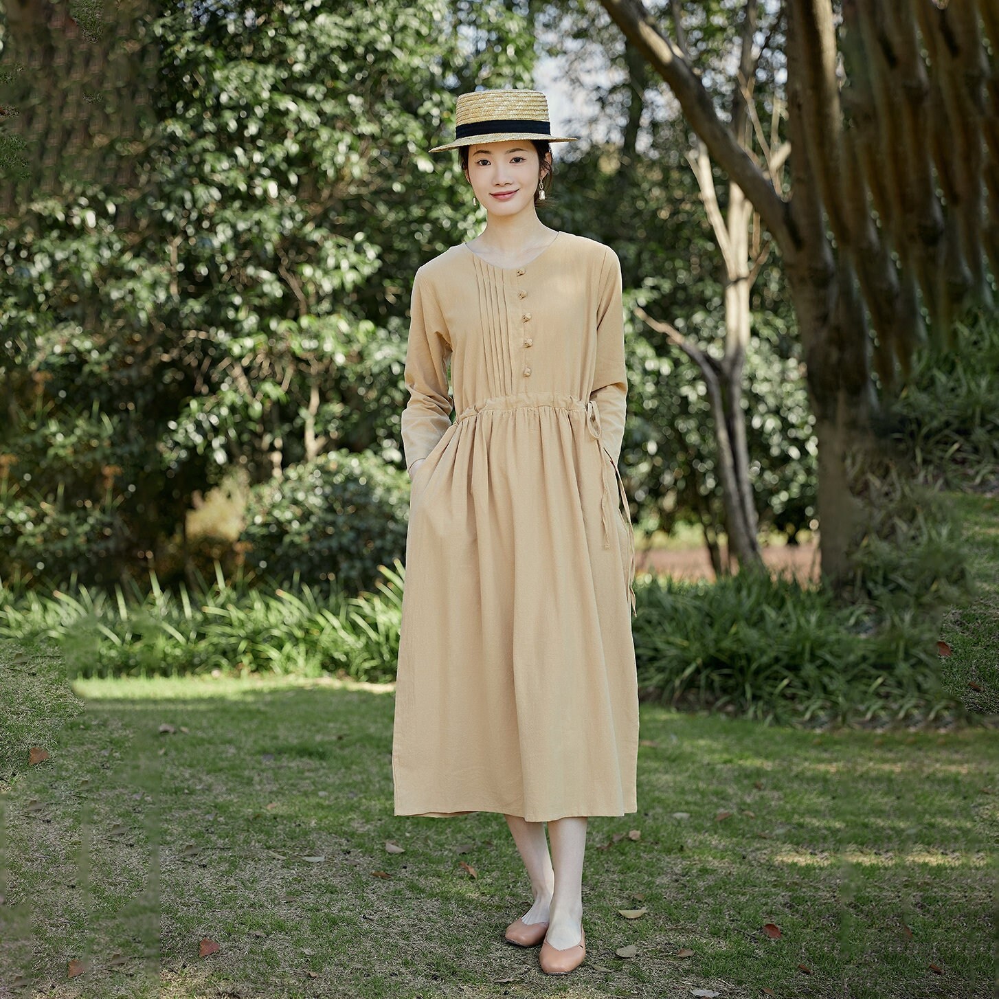 Long Sleeves Dress Cotton Shirt Dress Midi Dress Customized Dress Pockets Dress Plus Dress Linen Spring Fall Dress Casual Loose Soft Robes Long Sleeves Dress Cotton Shirt Dress Midi Dress Customized Dress Pockets Dress Plus Dress Linen Spring Fall Dress Casual Loose Soft Robes