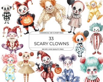 Pastel Halloween Clown Clipart – Kawaii Circus PNG (Digital Download)