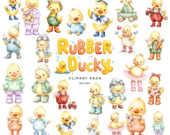 Süße Ente Clipart Bundle, Babyparty PNG Grafiken (digitaler Download)