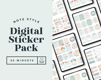Digital Planner Widget Stickers, Note Style, Goodnotes Inserts (PNG, PDF)