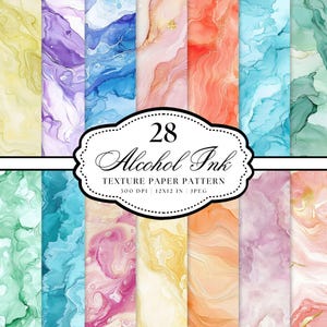 Alcohol Ink Digital Papers, Watercolour Texture, Pastel Liquid Ink, Textured Backdrop, Marble Paper, Printable Scrapbook Papers, Sublimation