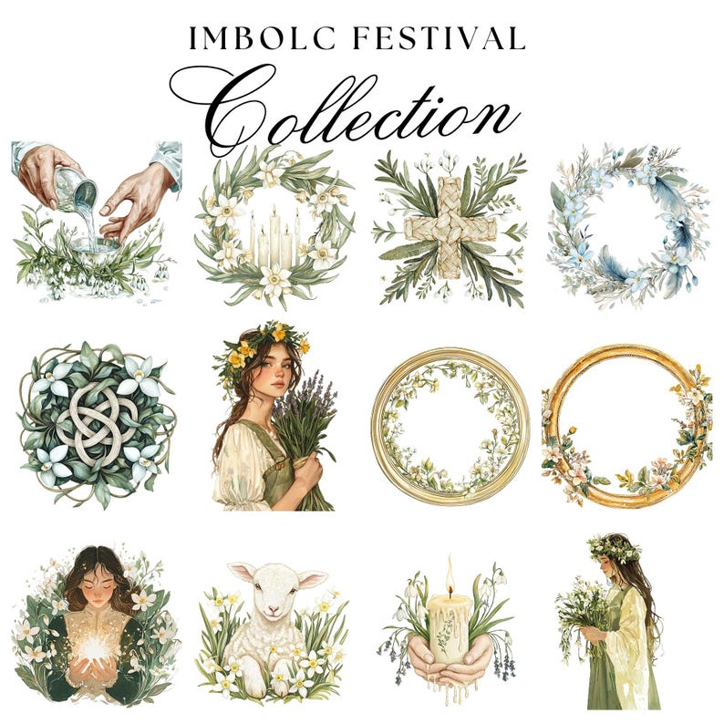 Imbolc Clipart, Brigid, Wiccan, Pagan, Celtic, Witchy Graphics (digital ...