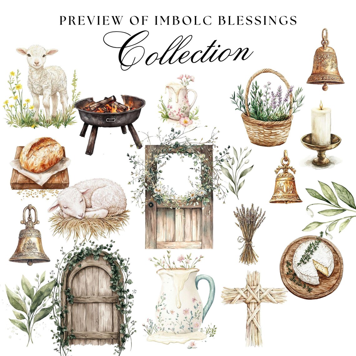 Imbolc Clipart Set, Watercolor Pagan Art (digitalgraphics) - Etsy