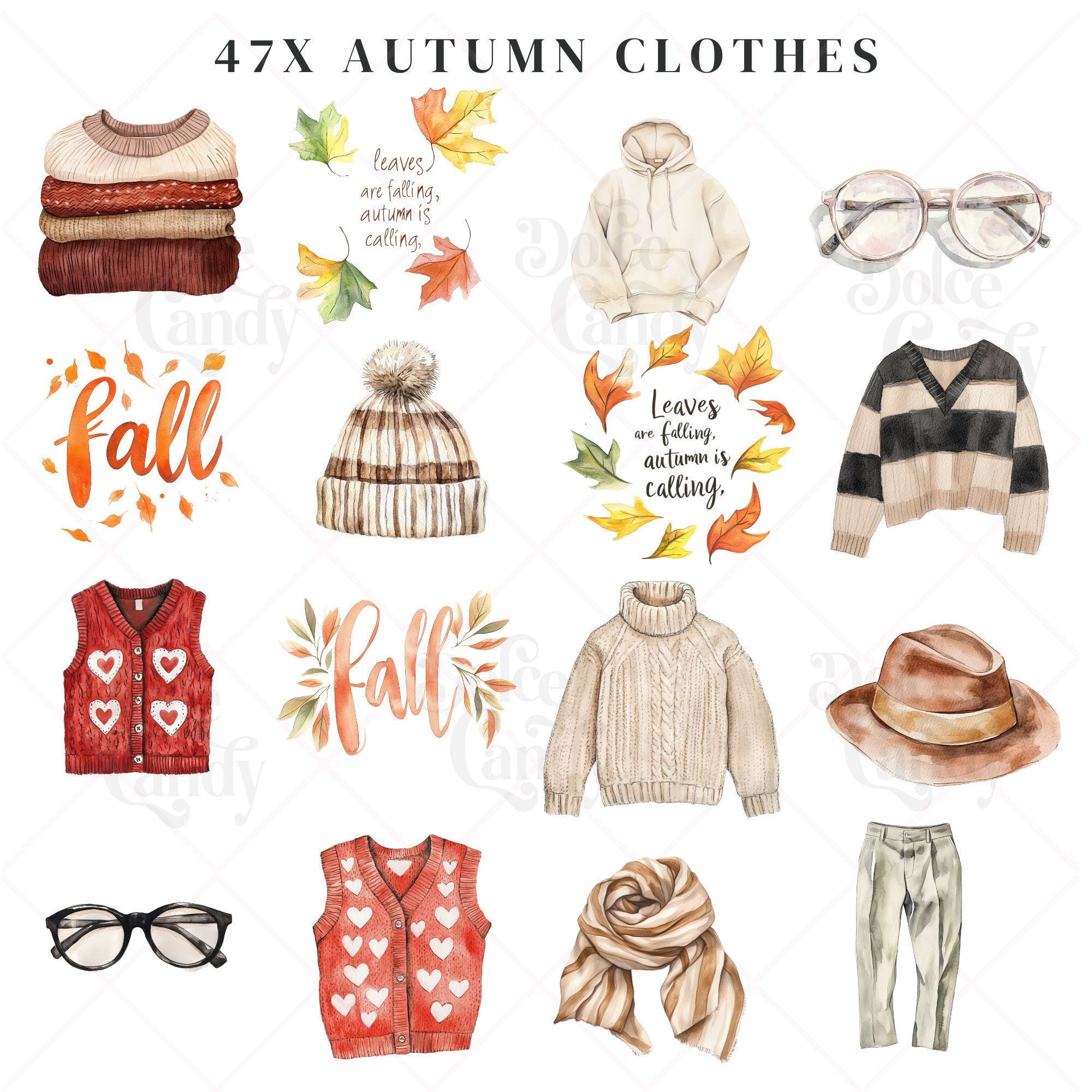 Autumn Clothes Clipart, Jumper, Hoodie, Trench Coat, Umbrella, Boot ...