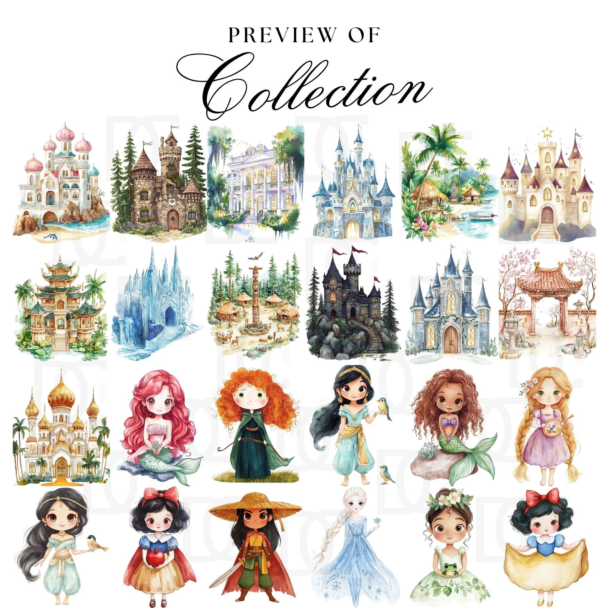 Fairytale Princess Clipart, Fantasy Clip Art Bundle, Castle Png ...