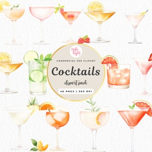 Clipart cocktail firma acquerello png, clipart di bevande alcoliche, illustrazione di bevande, grafica di cocktail, birra, analcolica, commerciale