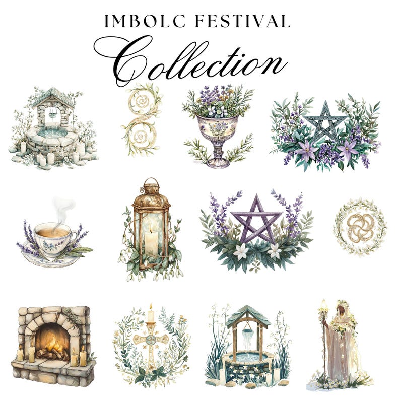 Imbolc Clipart, Brigid, Wiccan, Pagan, Celtic, Witchy Graphics (digital ...
