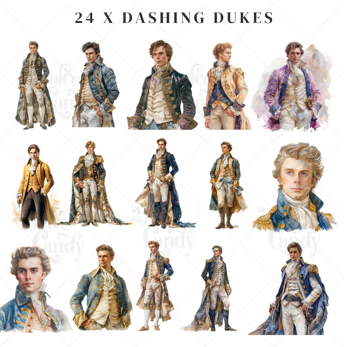 Regency Graphics Regency Dukes Watercolor Clipart Pack, Victorian Gentlemen Graphics ...