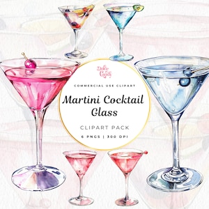 Watercolour Cocktail Martini Clipart, Cocktail Graphic, Signature Cocktail Clipart, Alcohol Illustrations, Beverage Clipart, Bar Drink Menu