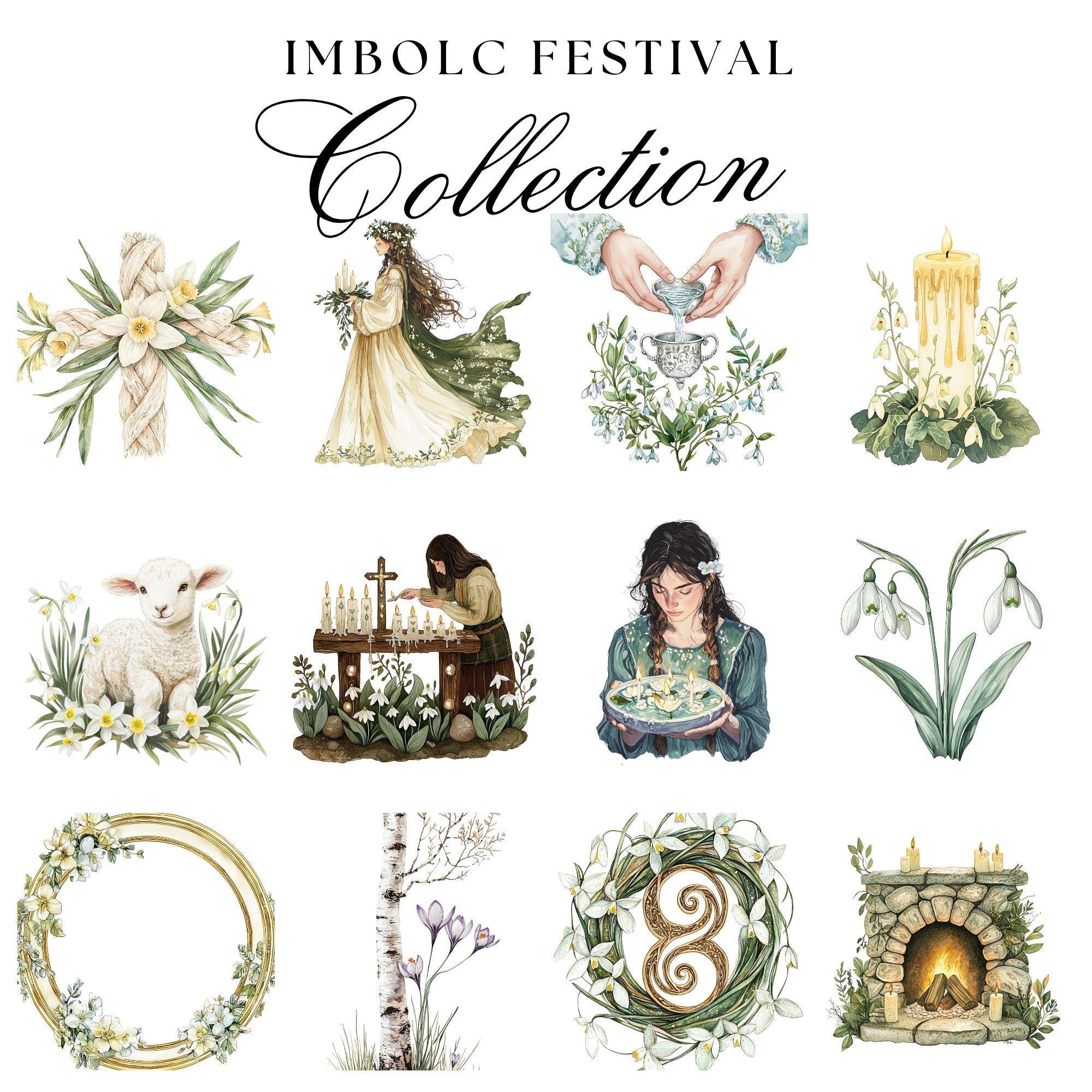 Imbolc Clipart Digital Download Brigid, Pagan Wiccan Celtic Witchy ...