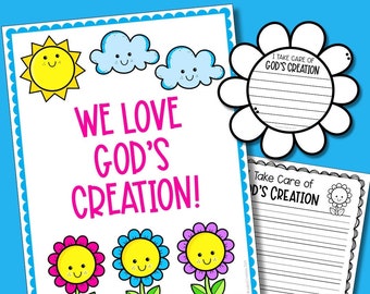 God's Creation Writing and Bulletin Board | Christian Earth Day | Spring Activity | Catholic School Project and Display