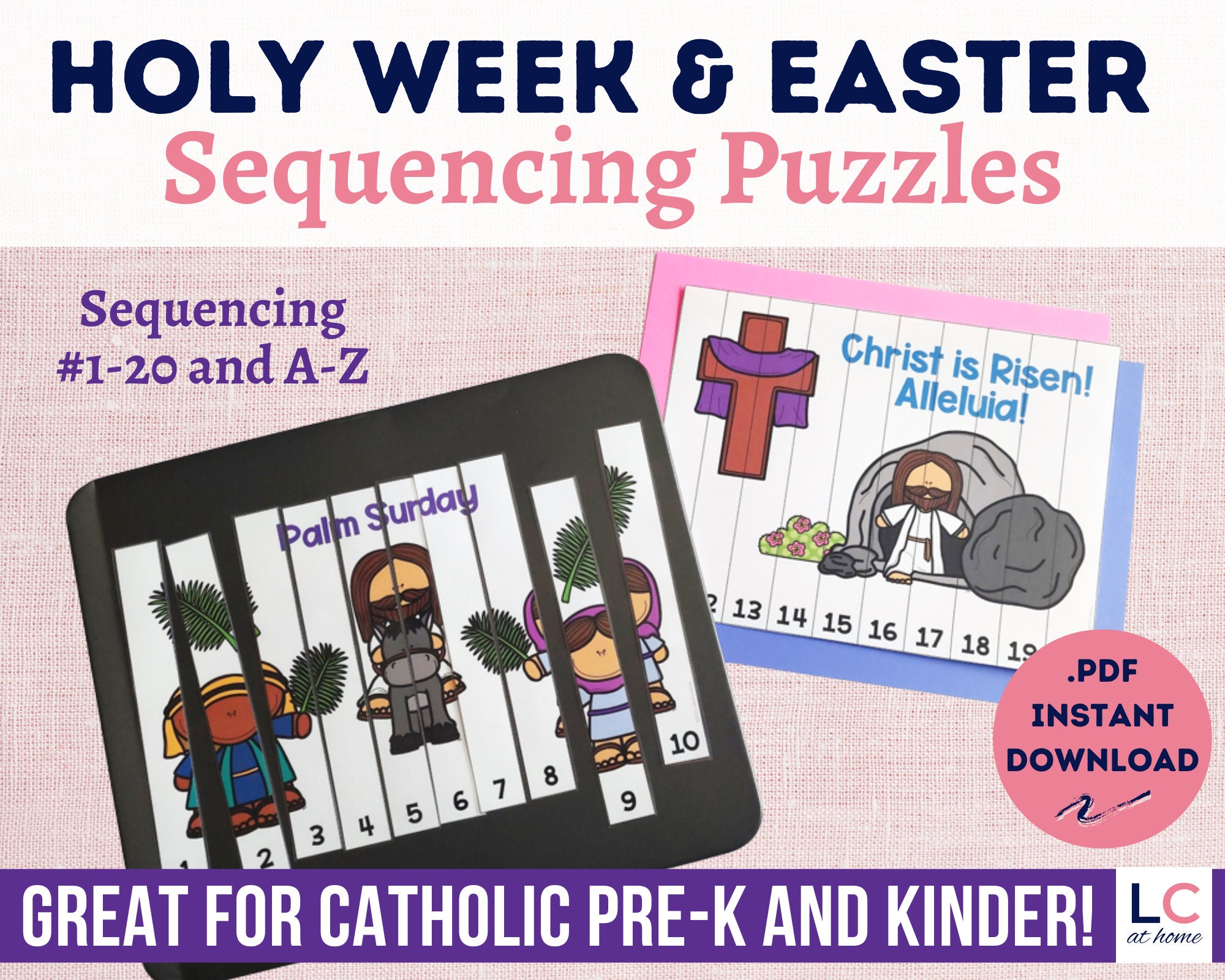 Holy Week and Easter Puzzles for Catholic Kids Preschool Sequencing Activity Lent Centers for