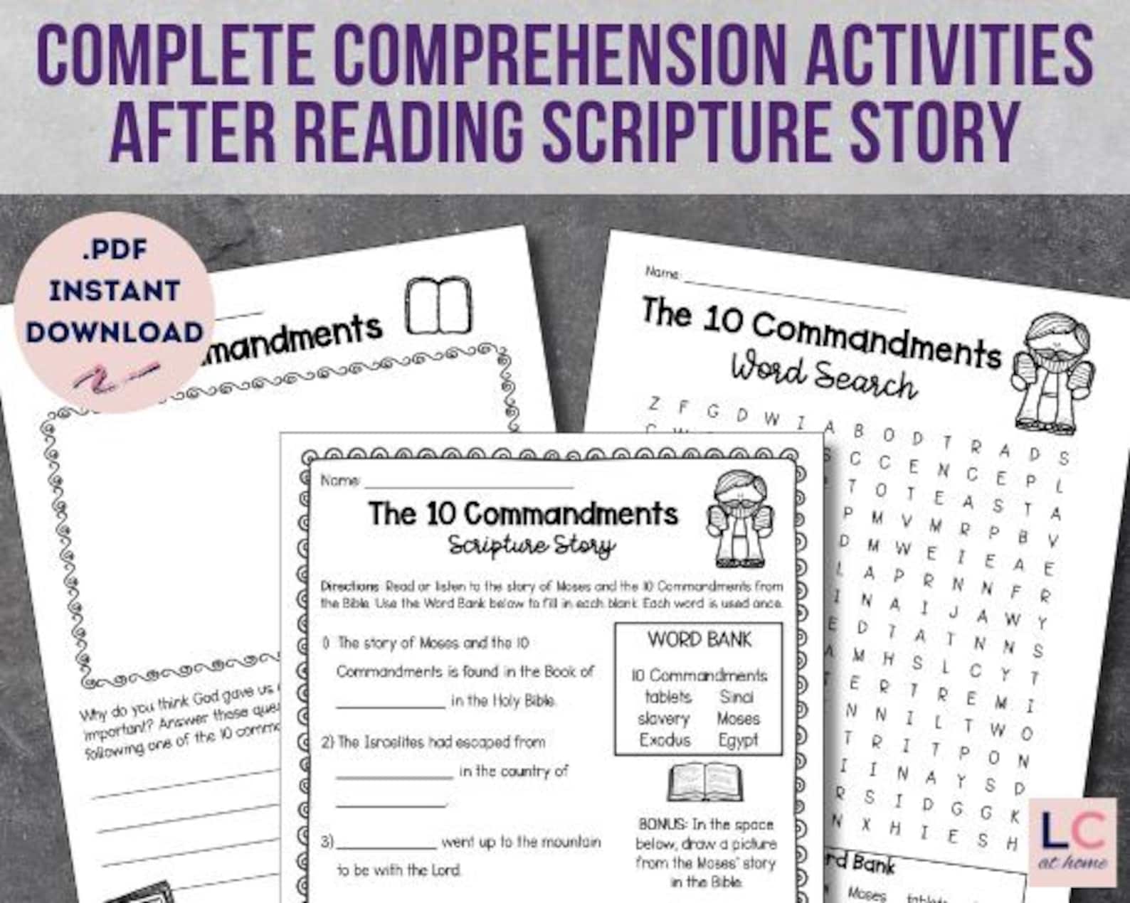 10 commandments matching game worksheets for catholic kids sunday