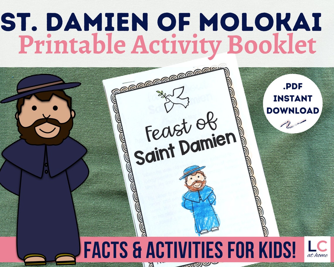 Saint Damien of Molokai Printable Activity Booklet for Catholic Kids St