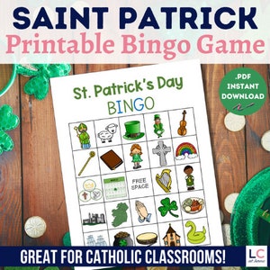 Saint Patrick Bingo Game | Catholic Christian Edition | Feast of St. Patrick Activity | Party Games | Catholic Kids | St. Patrick&#39;s Day Fun