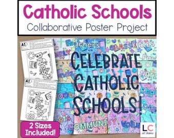 Catholic Schools Week Collaborative Poster Project | Catholic Coloring Activity | Bulletin Board Display | Sunday School 2nd 3rd 4th 5th