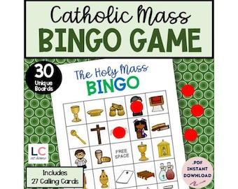 Catholic Mass Vocabulary Bingo Game for Kids | First Communion Prep Activities | Sunday School 2nd Grade Activity