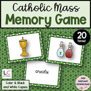 Catholic Mass Vocabulary Matching Memory Game for Kids | Sunday School | First Communion Prep Activity | 2nd Grade
