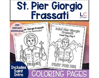 Saint Pier Giorgio Frassati Coloring Sheets | Catholic Saint Coloring Page | Sunday School Preschool Kindergarten 1st 2nd Grade