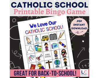 Catholic School Printable Bingo Game | Back-to-School | Catholic Schools Week Activity