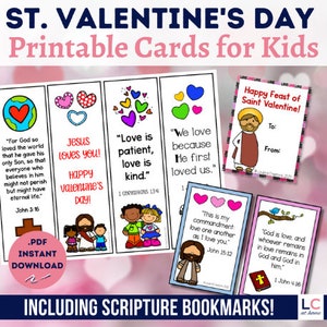 Ausdruckbare Valentinstagskarten und Schriftlesezeichen für Kinder | Katholische Valentinstagskarten für Partys und Geschenke