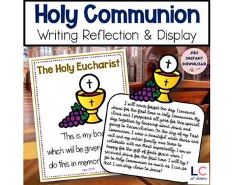 First Communion Writing Activity | Holy Eucharist Catholic Bulletin Board Project | Sunday School 2nd Grade