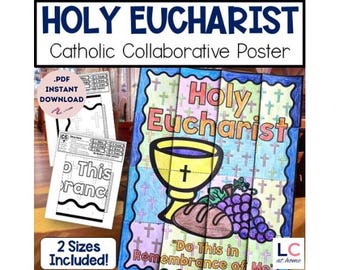 Holy Eucharist Collaborative Poster Project | First Communion Catholic Coloring Activity | Bulletin Board Display | 2nd 3rd 4th 5th