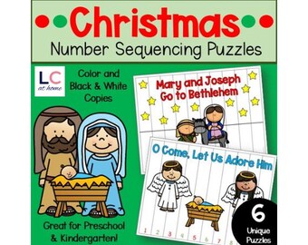 Christmas Nativity Number Sequencing Puzzles | Preschool Printable (Digital Download)
