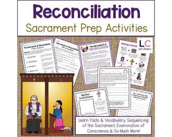 First Reconciliation Sacrament Prep Activities | Catholic Confession Posters and Worksheets | Sunday School