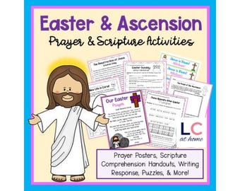 Easter and Ascension Scripture Activities for Catholic Kids | Resurrection Prayer | Worksheets | Sunday School Grades 2nd 3rd 4th 5th