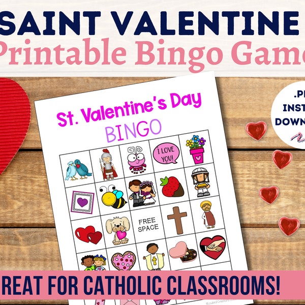Saint Valentine Bingo Game | Catholic Christian Edition | Feast of St. Valentine Activity | Party Games | Catholic Kids