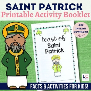 Saint Patrick of Ireland Printable Activity Booklet for Catholic Kids | St. Patrick&#39;s Day Facts Prayers Writing and Drawing Activities