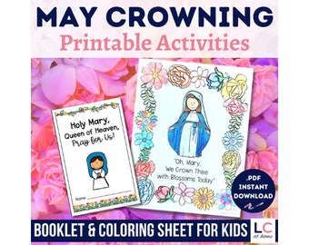 May Crowning Activities and Coloring Sheet for Catholic Kids | Mary Booklet for Children | May Sunday School | Catholic homeschool | Saints