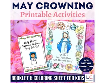 May Crowning Activities and Coloring Sheet for Catholic Kids | Mary Book for Children | Sunday School | homeschool | Saints