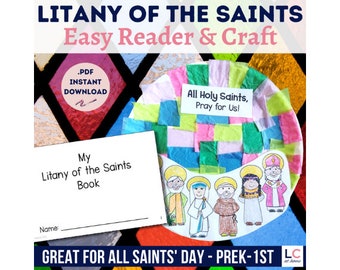 Litany of the Saint Easy Reader and Craft | All Saints Day Preschool Activity | Intercessory Prayer Introduction | Catholic Sunday School
