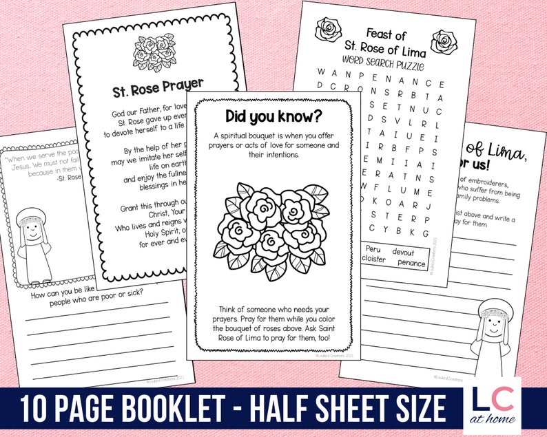 Saint Rose of Lima Printable Activity Booklet for Catholic Kids St