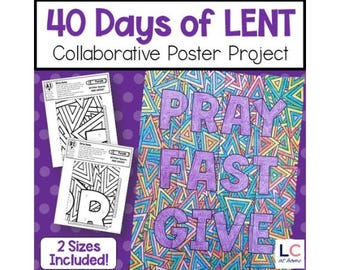 Lent Coloring Project | Catholic Collaborative Poster | Holy Week Reflection | Sunday School Activity | 2nd 3rd 4th 5th Grade