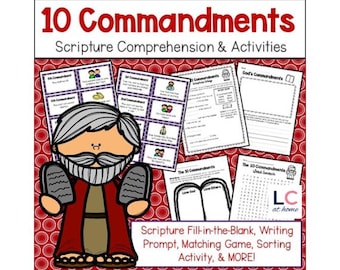 10 Commandments Matching Game | Worksheets for Catholic Kids | Sunday School Activities | Moses Scripture Story | First Reconciliation Prep