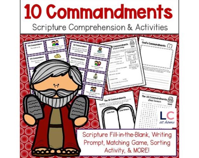 10 Commandments Printable Activity Sheet and Print. Digital Catholic ...