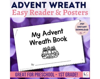 Advent Wreath Book for Young Children | Advent Craft and Coloring Activities for Catholic Preschool Kindergarten 1st Grade | Advent Posters