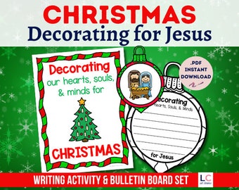 Christmas Writing Activity | Decorating for Jesus Bulletin Board (PDF Pattern)