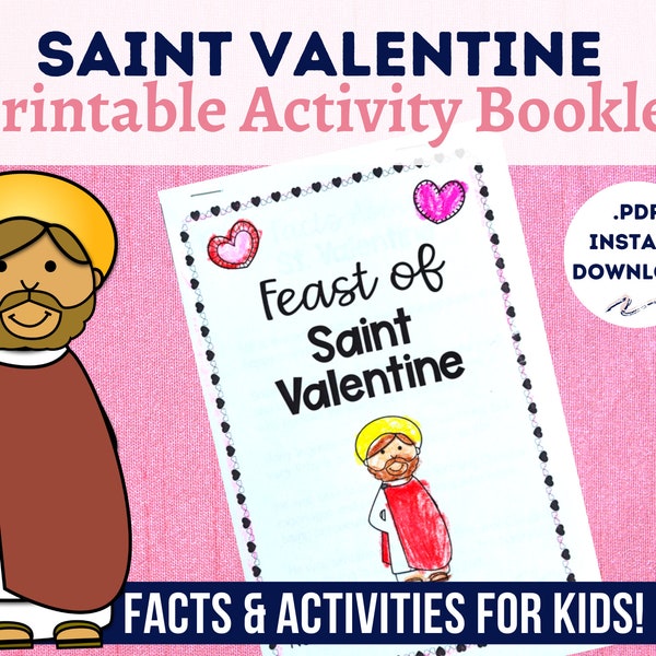 Saint Valentine Printable Activity Booklet for Catholic Kids | St. Valentine Facts Prayers Drawing and Writing Activities