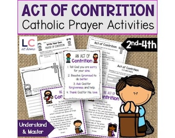Folhas de exercícios sobre o Ato de Contrição | Preparação para a Primeira Reconciliação Católica (Download Digital)