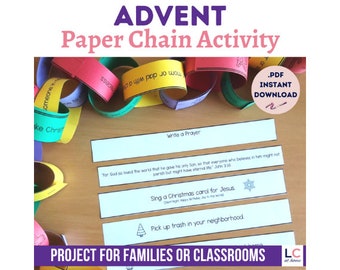 Advent Paper Chain Activity for Kids and Families | Christian Christmas Project | Catholic Printable Handouts for Jesus' Birthday