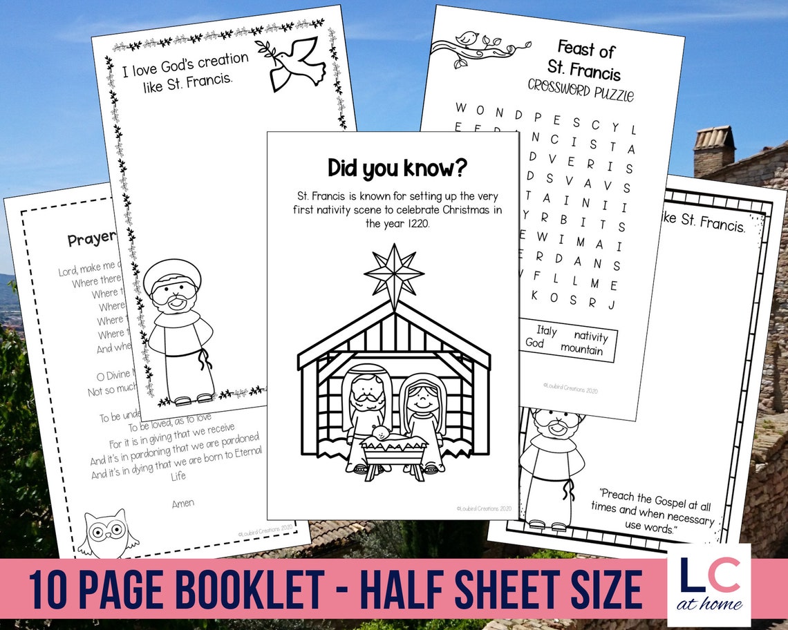 Saint Francis of Assisi Printable Activity Booklet for Catholic Kids St