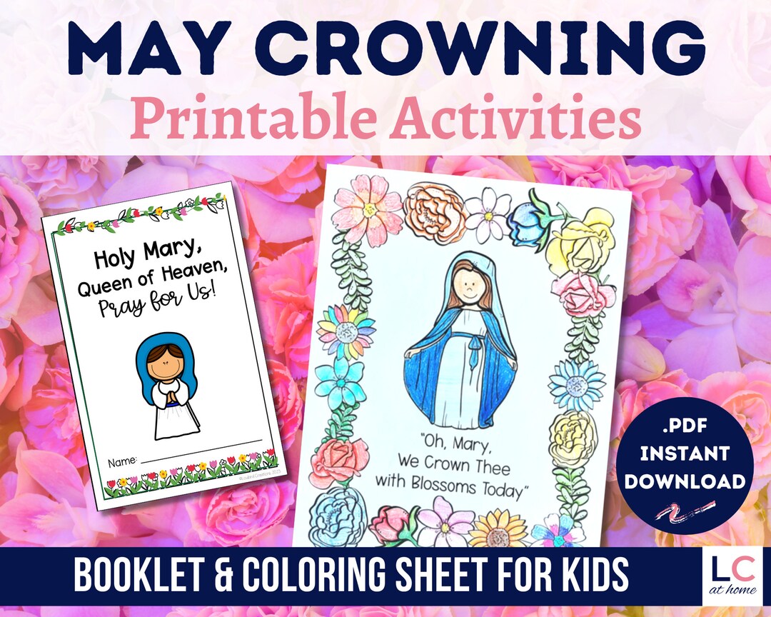 May Crowning Activities and Coloring Sheet for Catholic Kids Etsy
