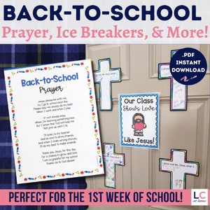 Back to School Prayer Ice Breakers Bulletin Board Activity for the Christian Catholic Classroom