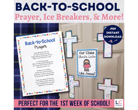Back to School Prayer Ice Breakers Bulletin Board Activity for the Christian Catholic Classroom