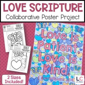 Poster collaborativo per San Valentino / Pagine da colorare con le Scritture d'amore / Progetto di team building della scuola domenicale di febbraio / 2a, 3a, 4a e 5a elementare