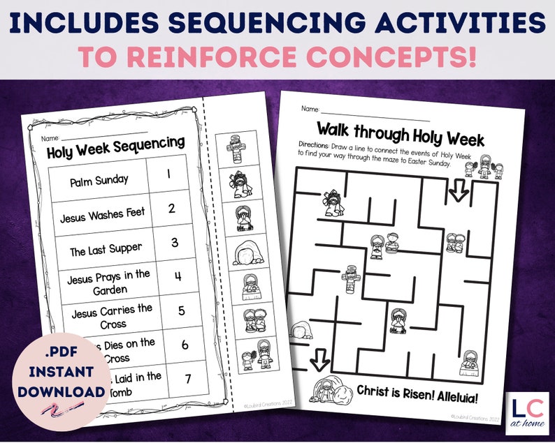 Holy Week Easy Reader and Sequencing Activities for Catholic Kids Lent Handouts Etsy